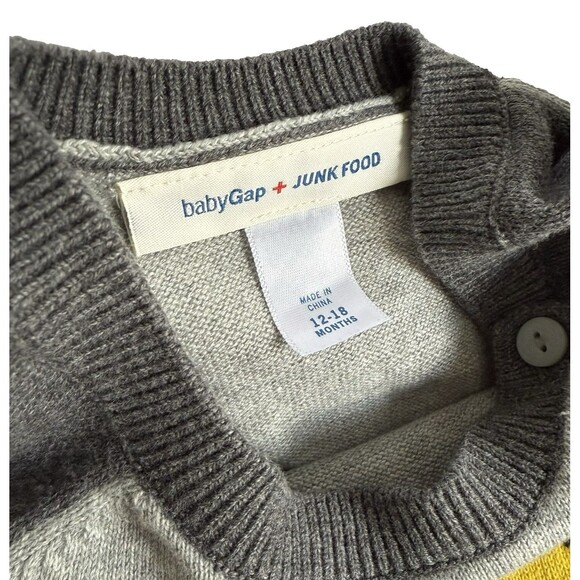 Baby GAP + Junk Food Marvel Batman Gray Sweater One Piece Romper Size 12-18M - Picture 5 of 6